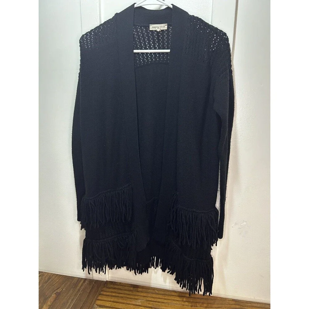 Rebecca Taylor Fringe Knit Wool Cardigan Sweater Women’s Small